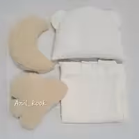 روتختی تخت نوزادی  با روانداز  پیکه  و بالشت خرسی پیکه با کوسن تدی ماه و ابر