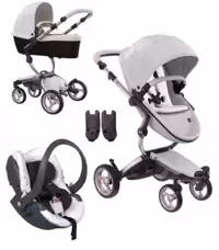 ست کالسکه میما زاری سفید با شاسی رزگلد