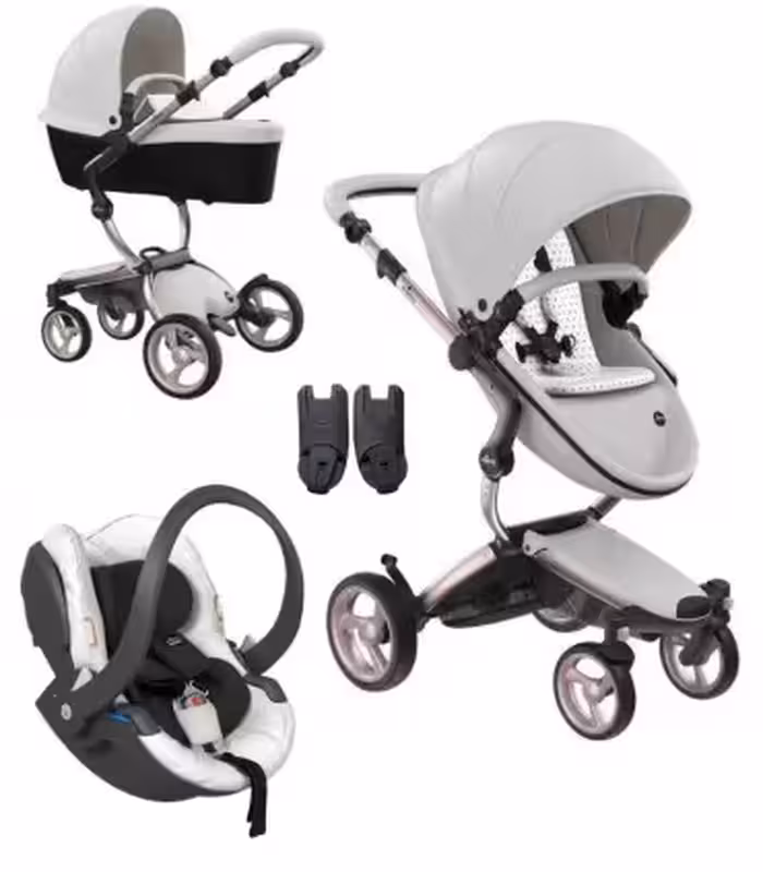 ست کالسکه میما زاری سفید با شاسی رزگلد