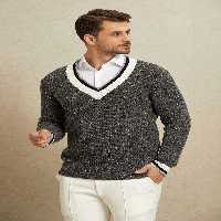 پلیور خاکستری مردانه کالج V NECK آنتراسیتیت اسمایل SMILE