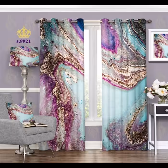 پرده پذیرایی دو قواره طرح رزین کد S9921