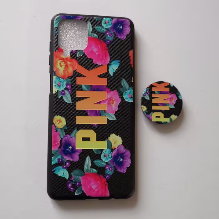 قاب طرحدار  پاپ سوکت دار PINK گوشی سامسونگ A12 و M12