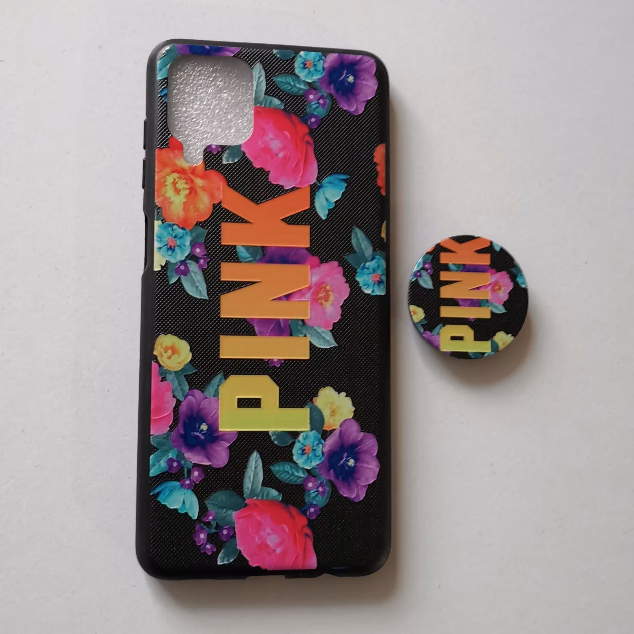 قاب طرحدار  پاپ سوکت دار PINK گوشی سامسونگ A12 و M12