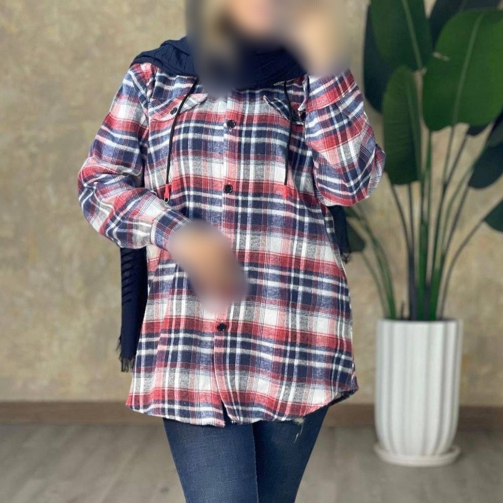 مانتو چهارخونه پشمی کلاهدار کد7
