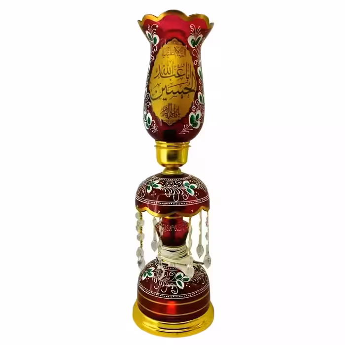 10279302-لاله شمعدانی کوچک ارتفاع 46 قطر دهانه 11-قرمز یا حسین ع-کنار منبری هیئت