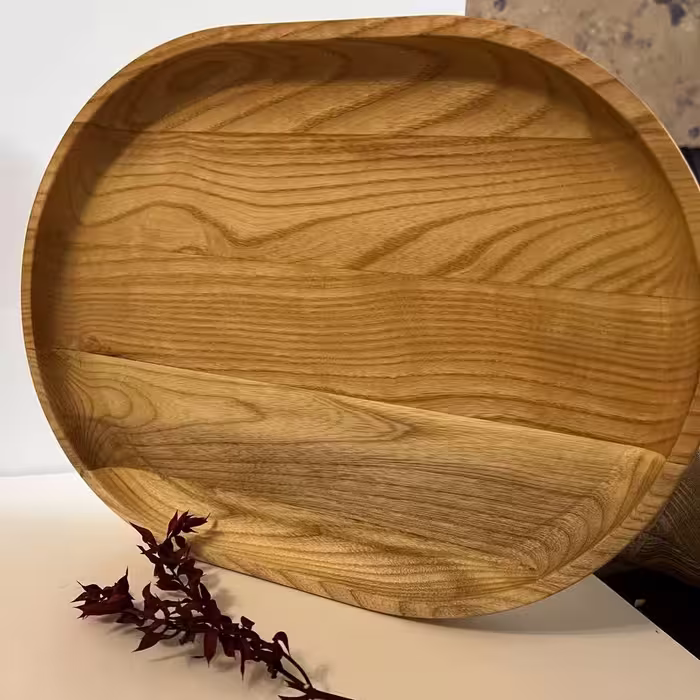 سینی چوبی بیضی از جنس چوب  اش(ون)