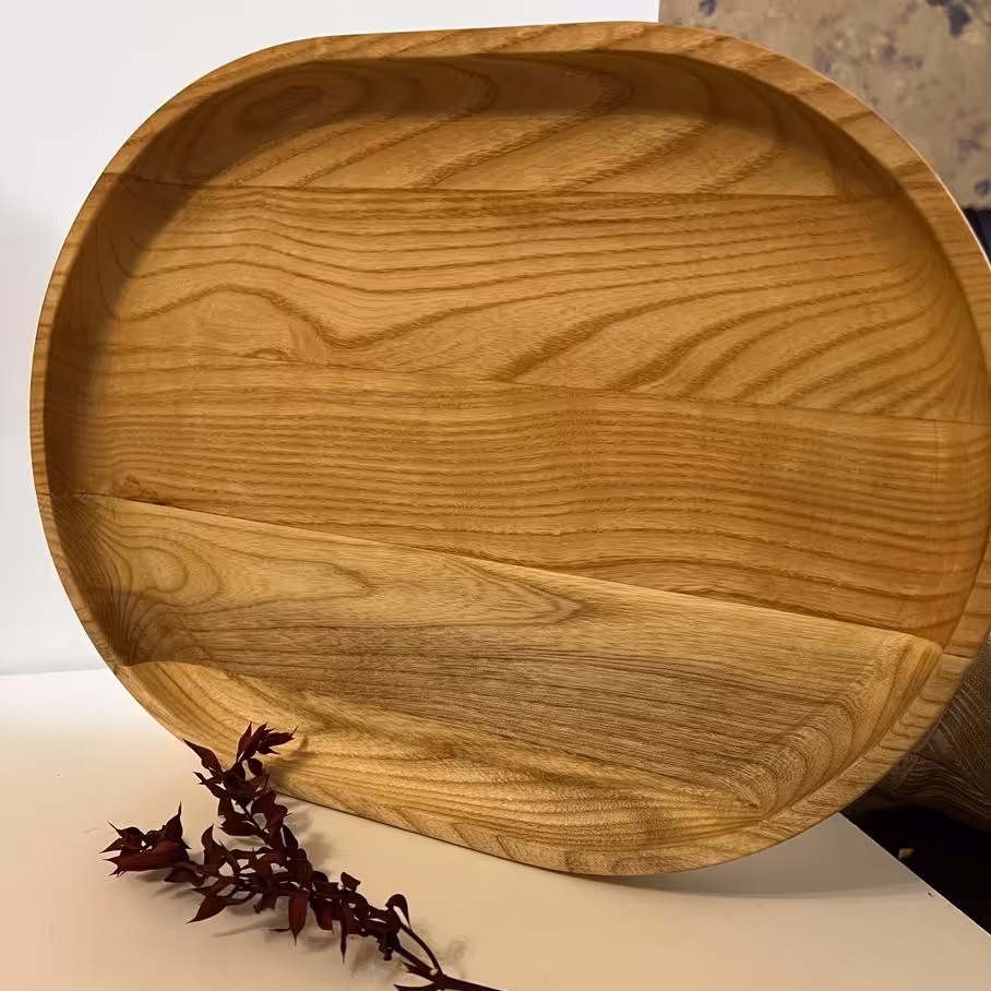 سینی چوبی بیضی از جنس چوب  اش(ون)