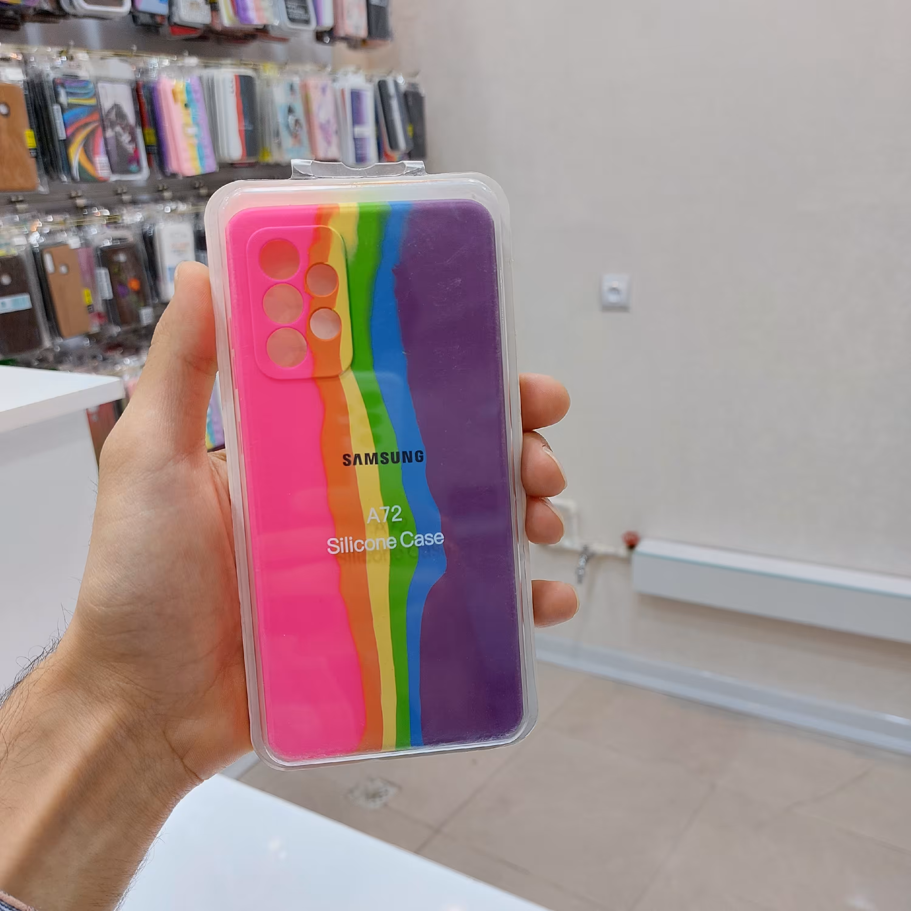 گارد و قاب سیلیکونی رنگین کمانی اورجینال پاک کنی طرح شماره 2 مناسب برای گوشی A72