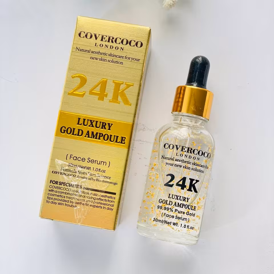 سرم اصلی کلاژن ساز حاوی ذرات طلا ترمیم کننده پوست و آبرسان صورت 24k gold facial serum