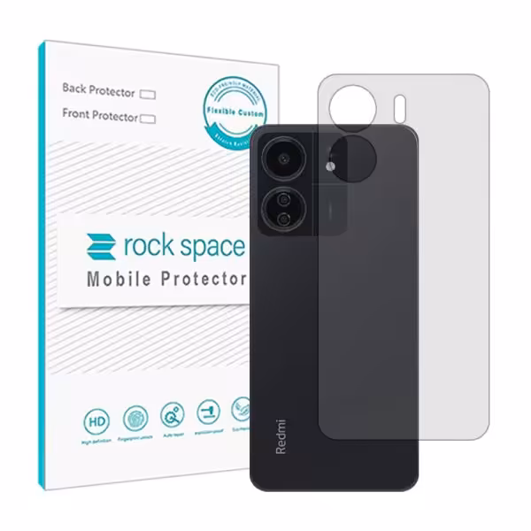 گلس محافظ پشت گوشی شیائومی Redmi 13C مدل نانو هیدروژل شفاف برند راک اسپیس سایز S کد 55703