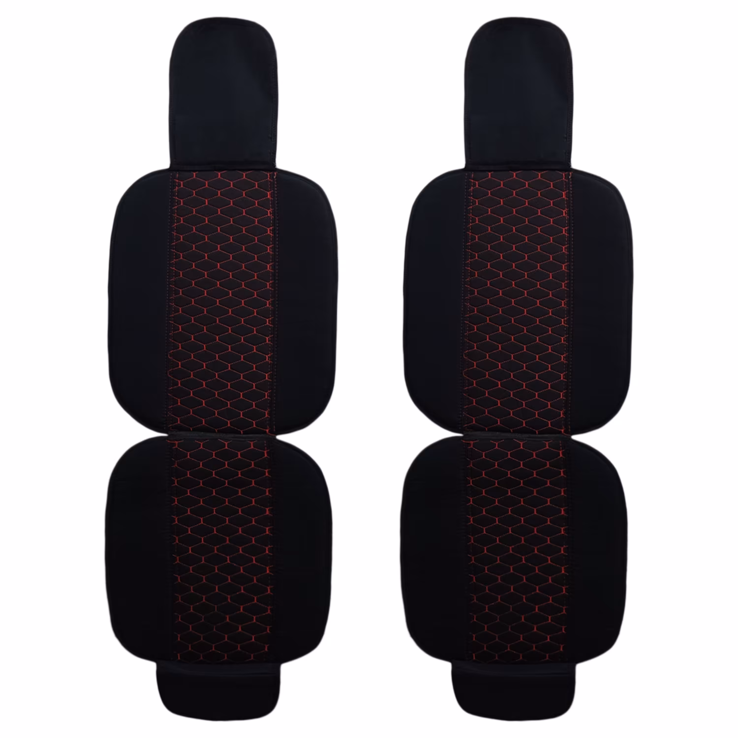 پشتی صندلی MMP مجموعه دو عددی مشکی طرح شش ضلعی نخ قرمز