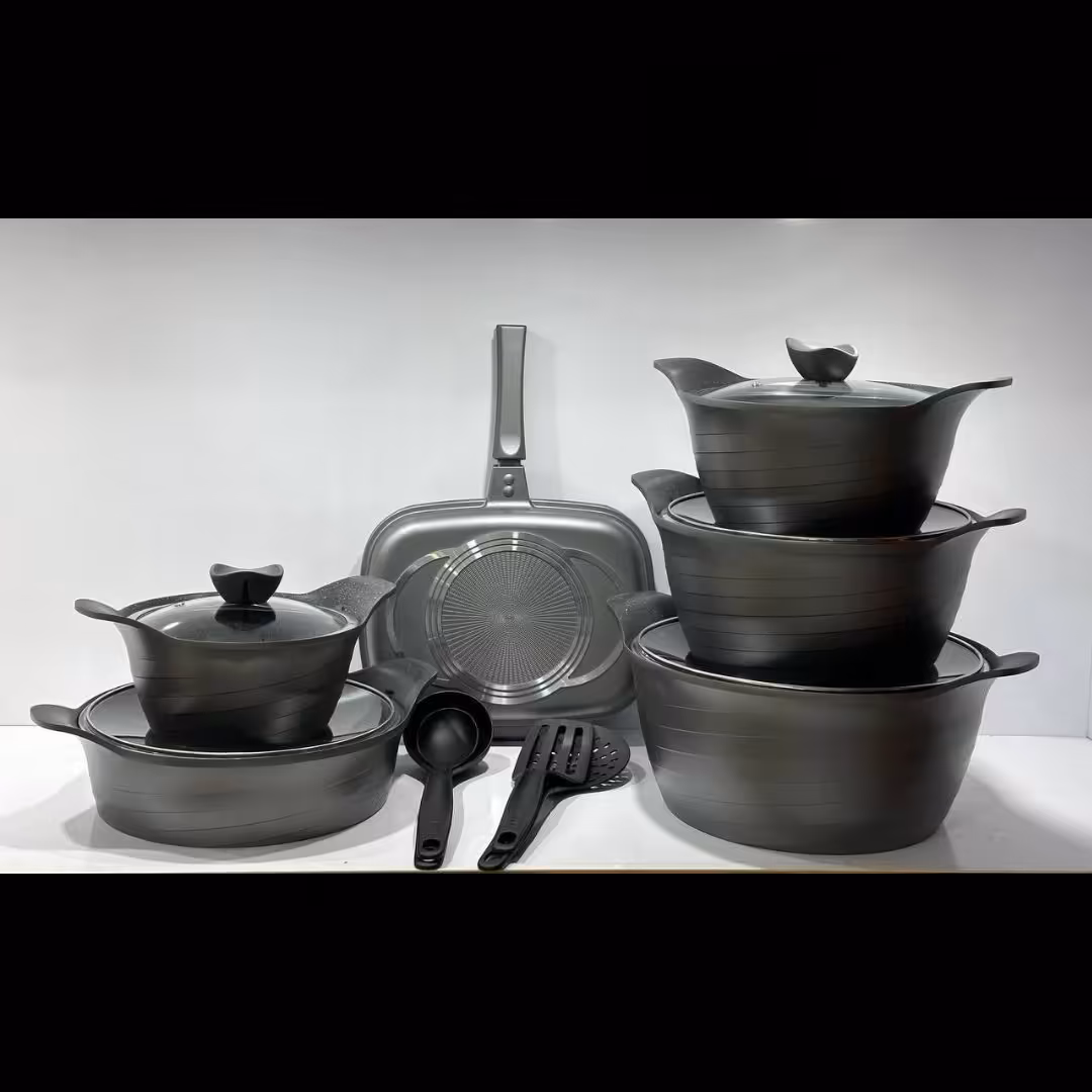 سرویس قابلمه 16 پارچه داخل و رویه گرانیت برند سانرایس رنگ طوسی