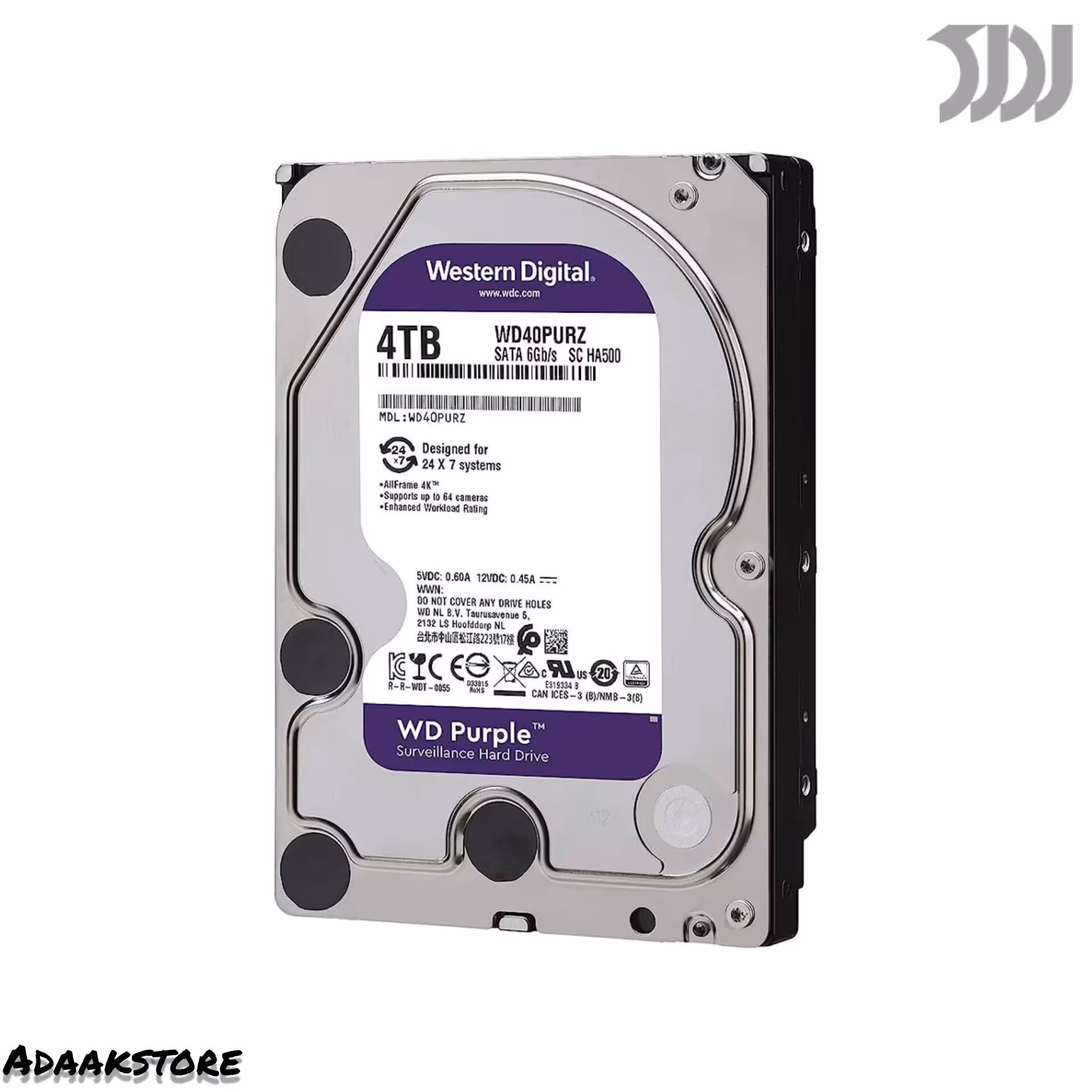 هارد اینترنال 4 ترابایت وسترن دیجیتال بنفش WD40PURX