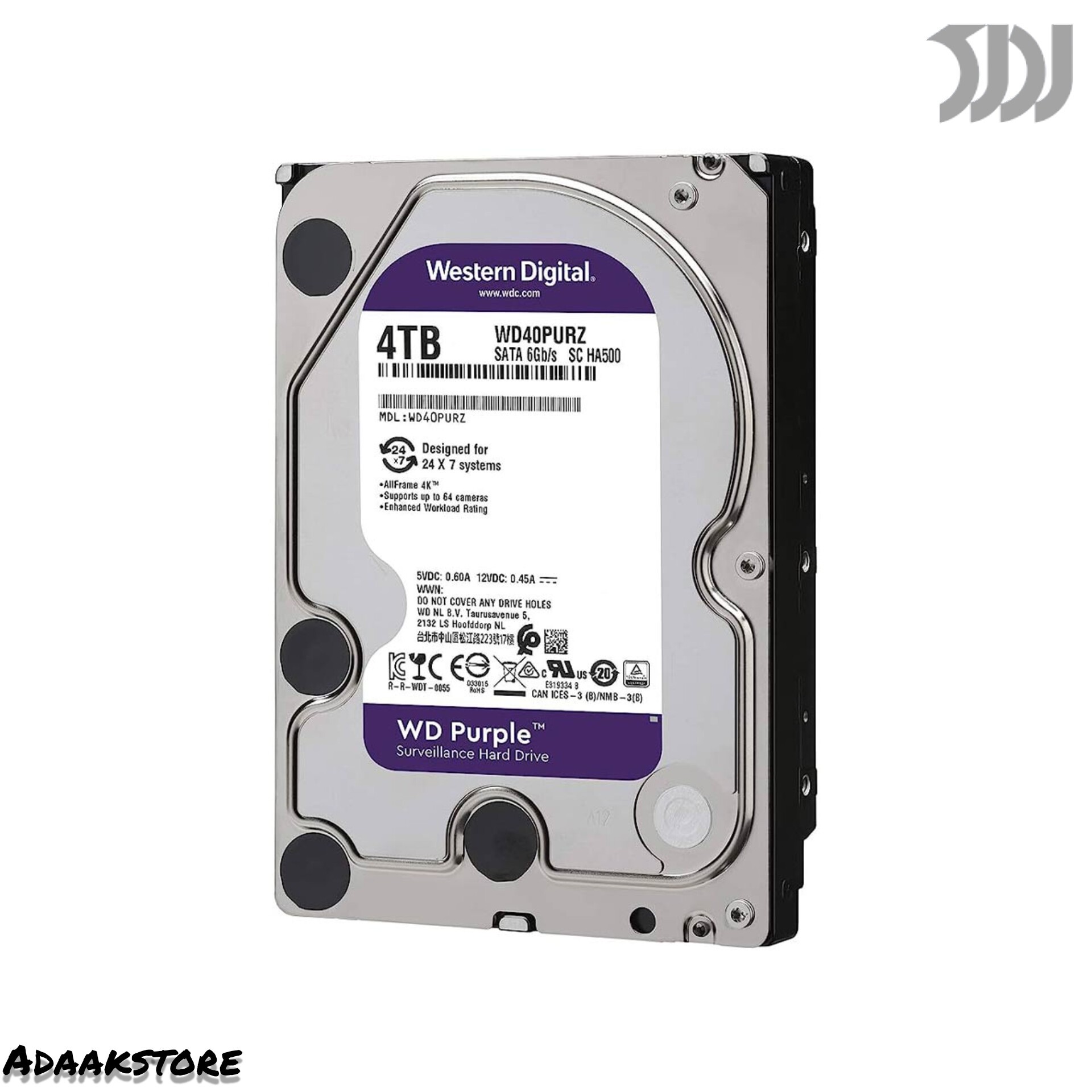 هارد اینترنال 4 ترابایت وسترن دیجیتال بنفش WD40PURX