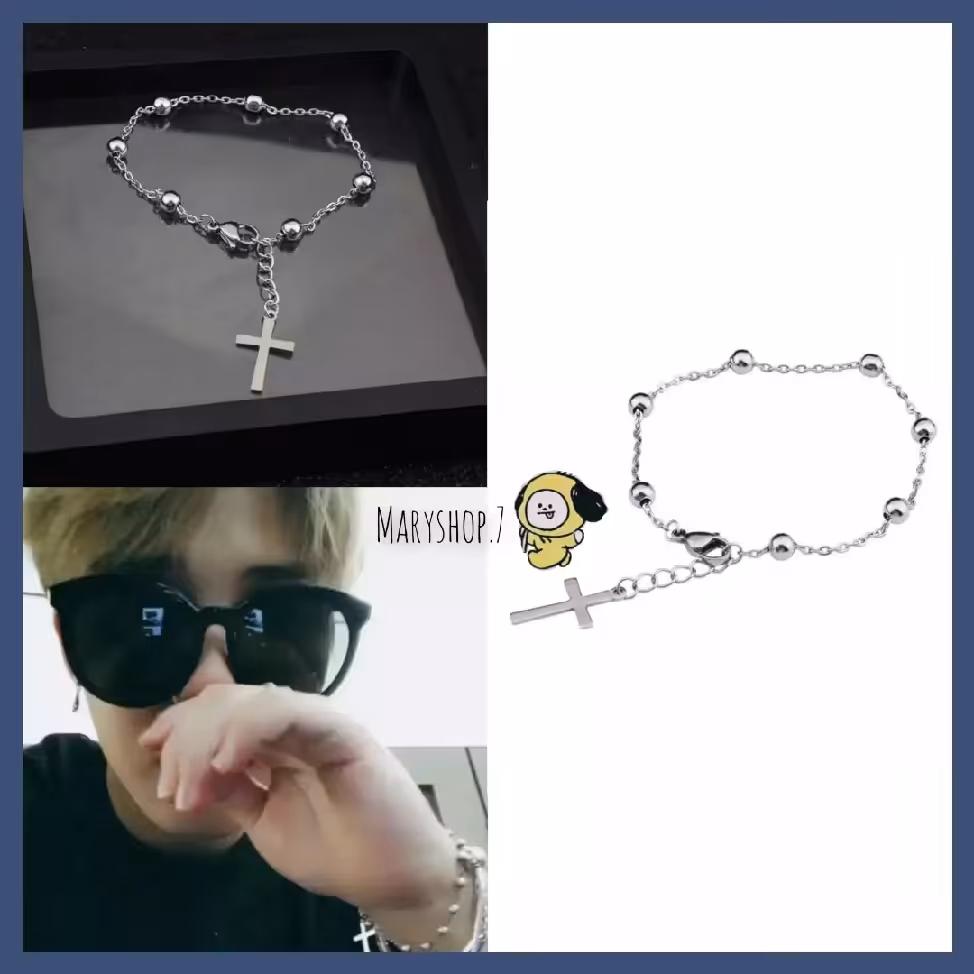 دستبند با پلاک صلیب رنگ ثابت واستیل دست ساز