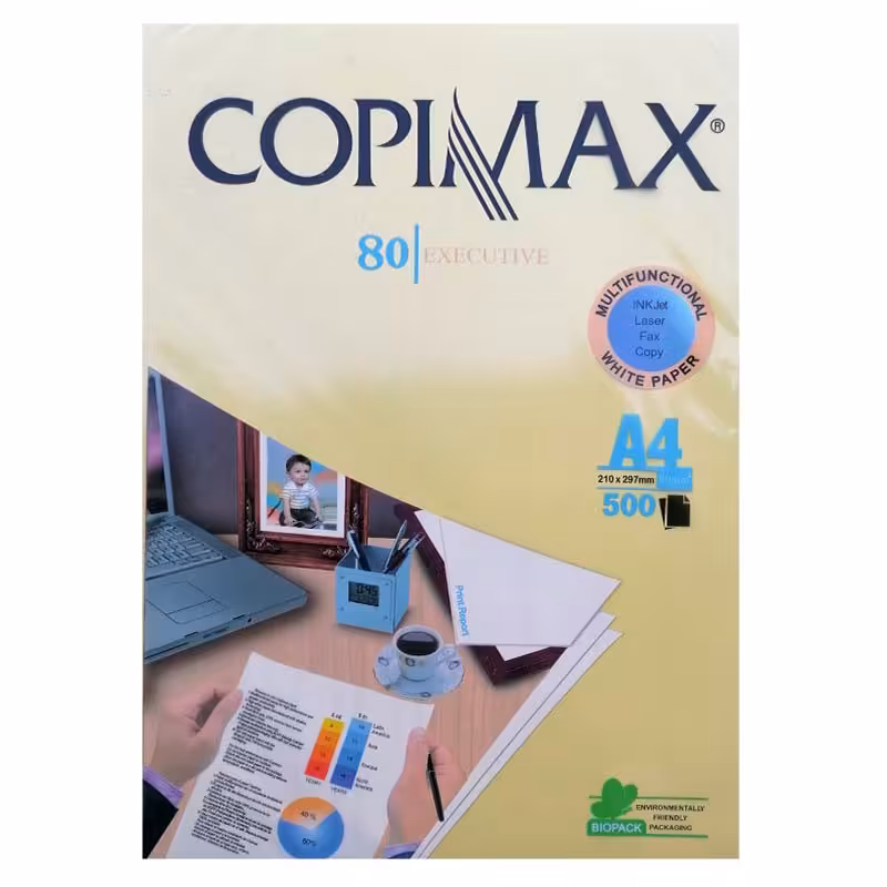 خرید کاغذ A4 کپی مکس زرد 80 گرم خارجی بسته 500 عددی