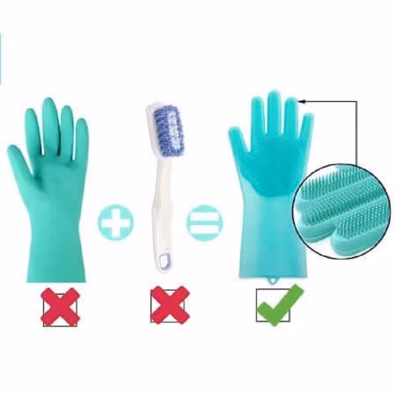 دستکش سیلیکونی ظرفشویی پرزدار - در غرفه مامان گلی