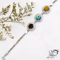 دستبند نقره با سنگ 3تایی عیار925 کد 13981