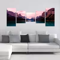 تابلو شاسی 5 تکه طرح منظره طبیعت کد 173 سایز 60x150 سانتیمتر