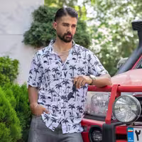 پیراهن هاوایی طرح نخل سفید مردانه مدل Lavin