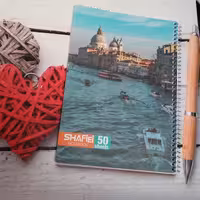 دفتر مشق 50 برگ سیمی شفیعی طرح کلاسیک شهر جلد طلقی 