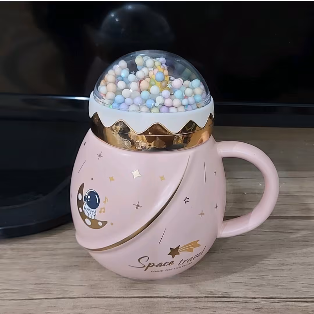 ماگ سرامیکی درب دار space travel زیبا