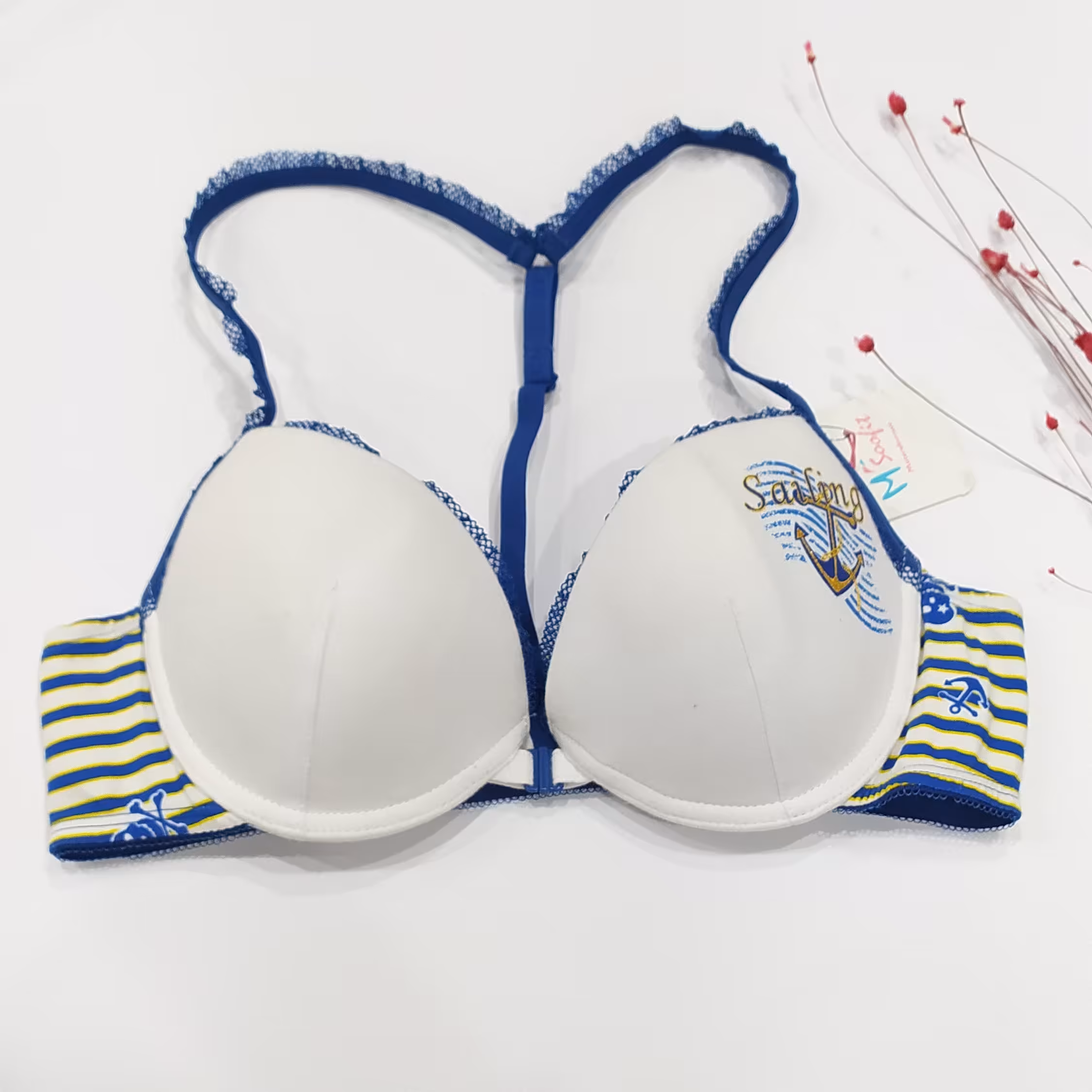 سوتین اسفنجی دخترونه سایزکوچیک فنردار  جلوبازشو فنری