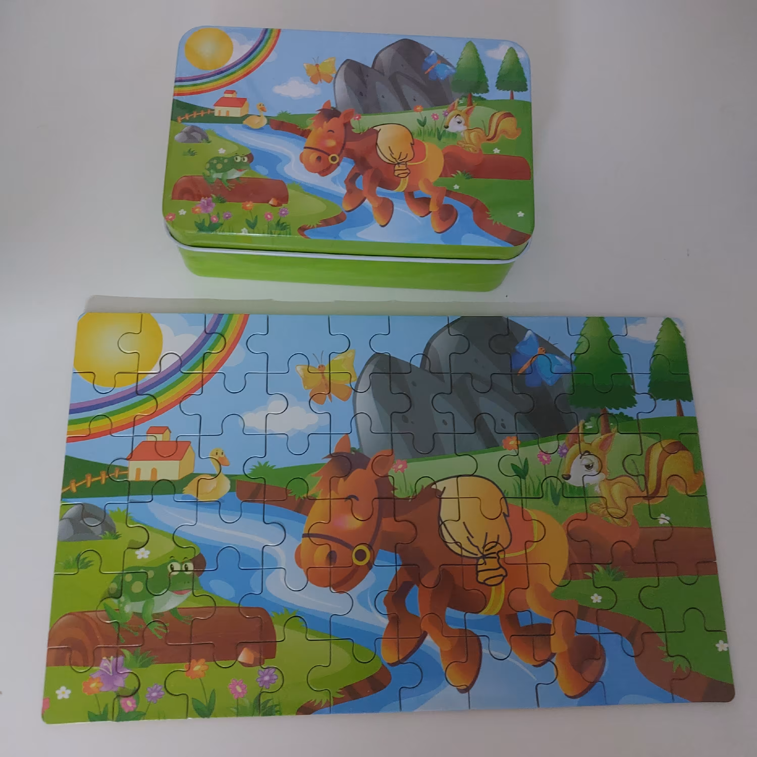 پازل  چوبی 60 تکه  جعبه دار خارجی طرح اسب شاد