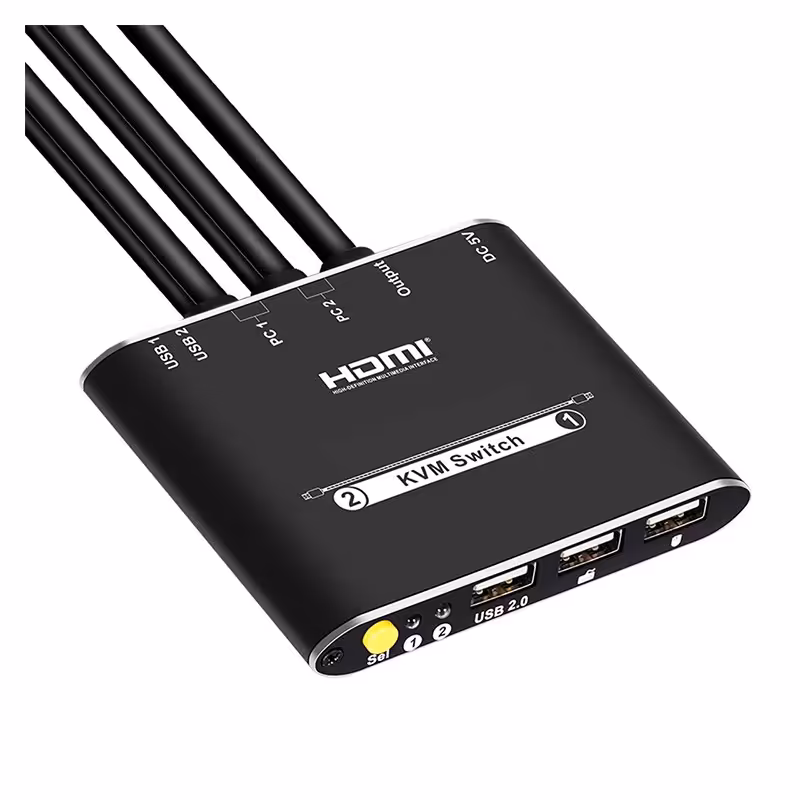 کی وی ام سوئیچ 2 پورت HDMI همراه کابل لایمستون مدل LimeStone LS-HKC0201