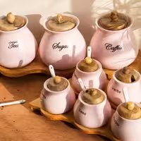 پاسماوری سرامیکی 8 پارچه استنددار  رنگ صورتی درب چوب راش زیره چوب راش

