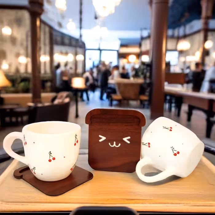 زیرلیوانی چوبی مدل لبخند نان تست بسته دو عددی قیمت تولیدی 