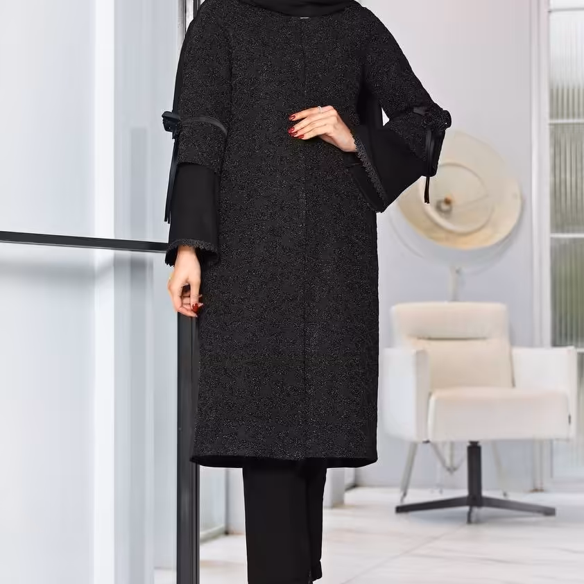 مانتو مجلسی شیک جنس پارچه کرپ مرویجت سایز بندی 44تا54