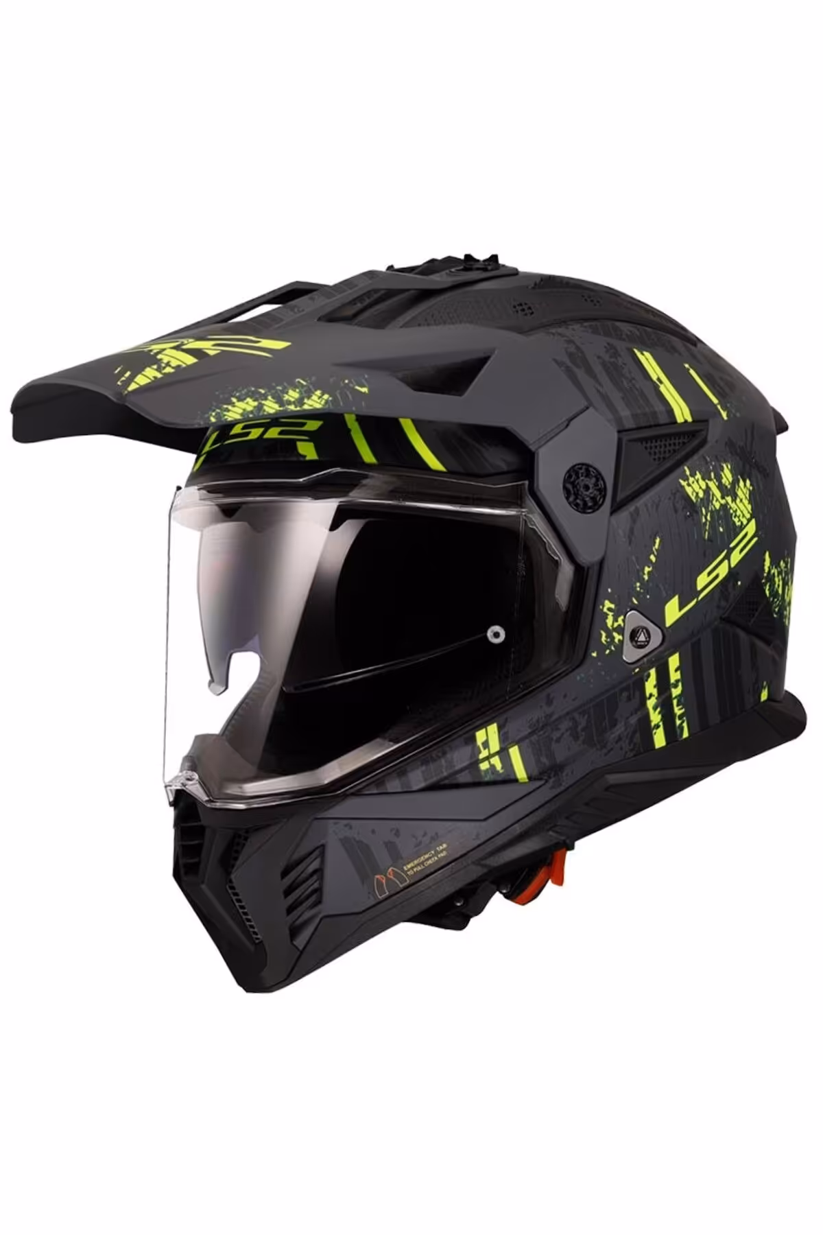 کلاه کاسکت موتورسیکلت چند رنگ PIONEER 2 CRAZY MATTE مشکی GRI NEON YELLOW ENDURO ایمنی LS2