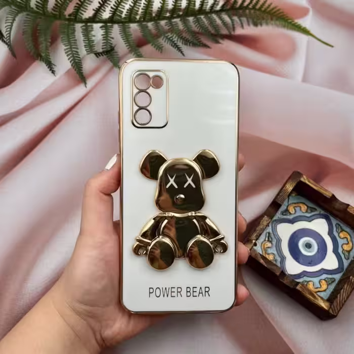 قاب گوشی Galaxy A02S - Galaxy A03S سامسونگ خرس تدی طلایی برجسته کد 62312