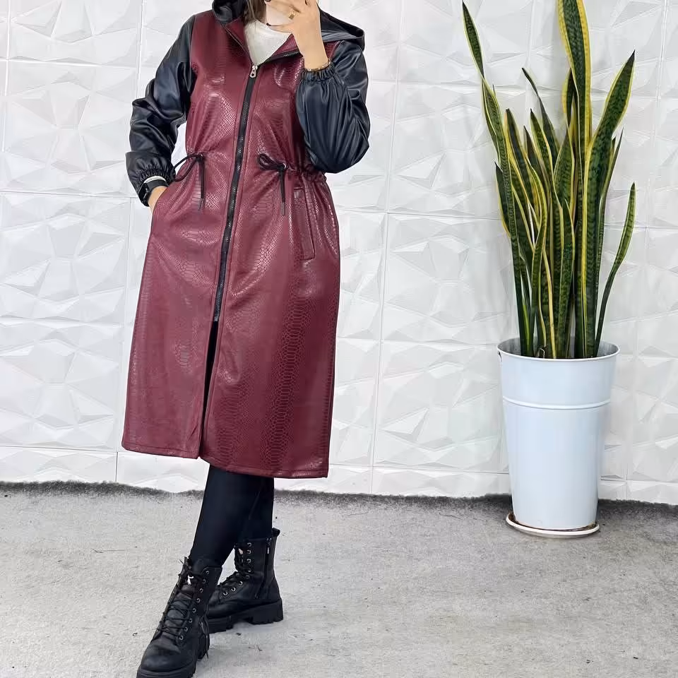 پالتو زنانه پالتو دخترانه ترکیب سوییت و چرم پالتو سوییت پالتو چرم