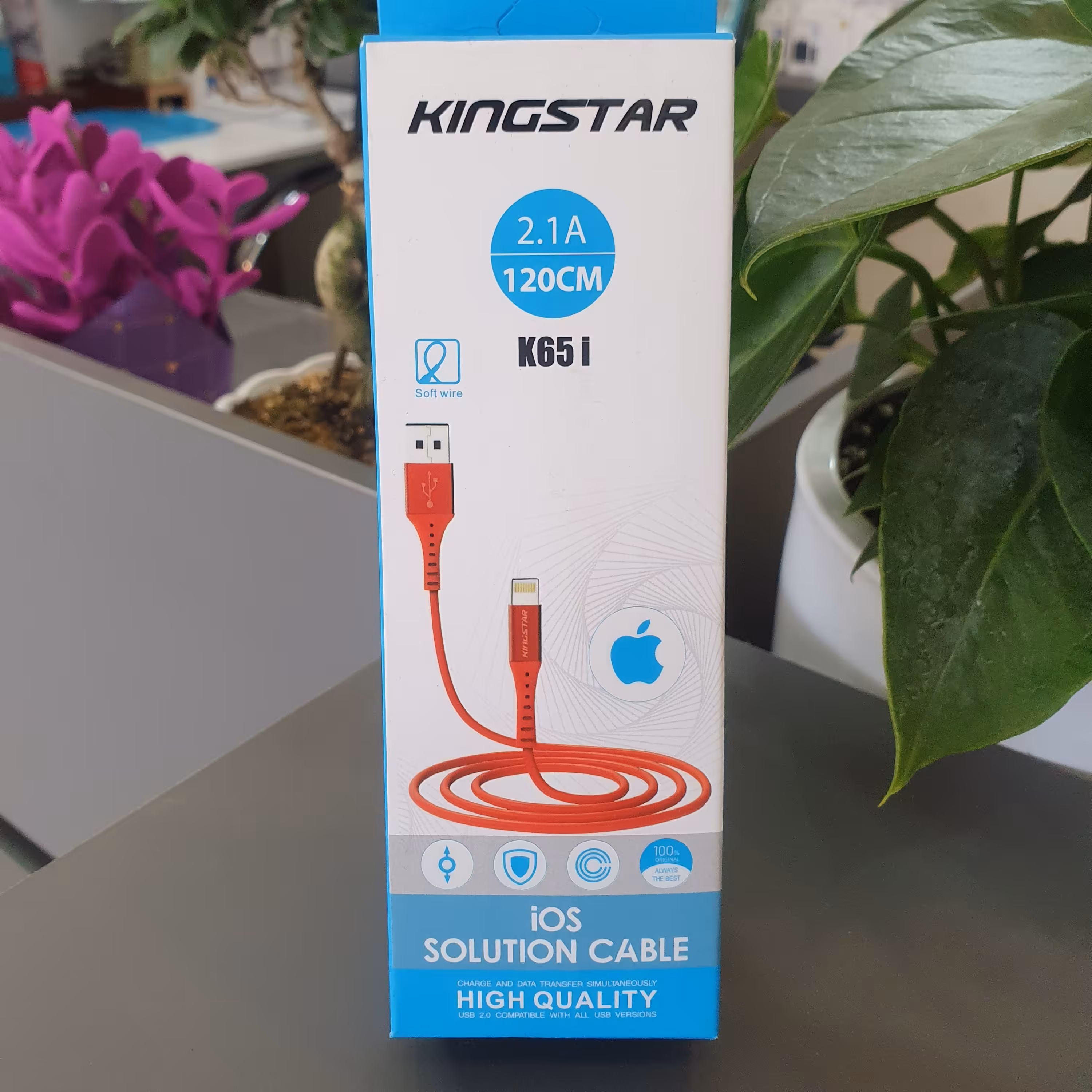 کابل شارژر و تبدیل USB به لایتنینگ کینگ استار مدل k65i طول 1.2 متر