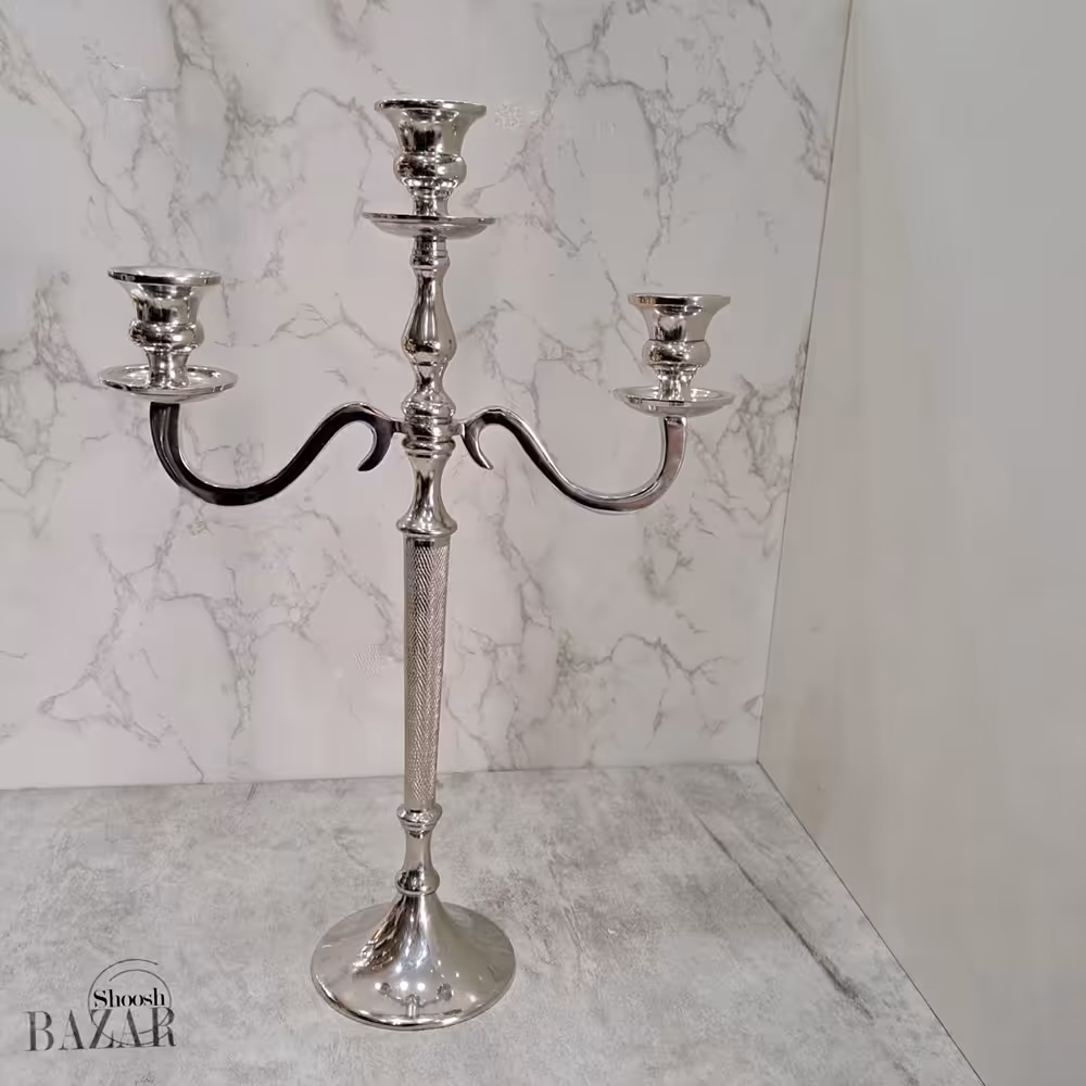 جا شمعی 3 شعله آلومینیوم دکوری ترکیه