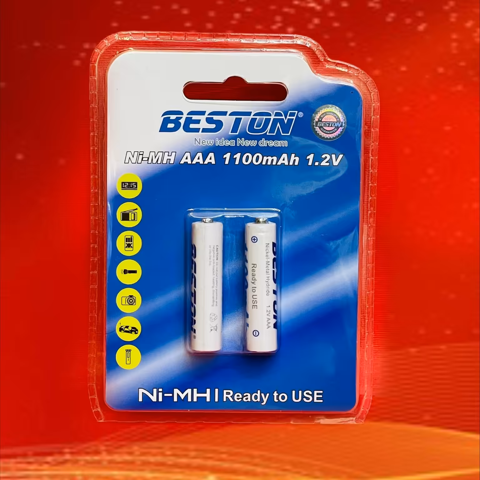 باتری نیم قلمی (AAA) شارژی 1100 میلی آمپر بستون ( BESTON ) 2عددی