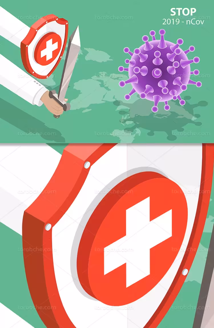 وکتور طرح مقابله با ویروس کرونا | گرافیک با طعم تربچه