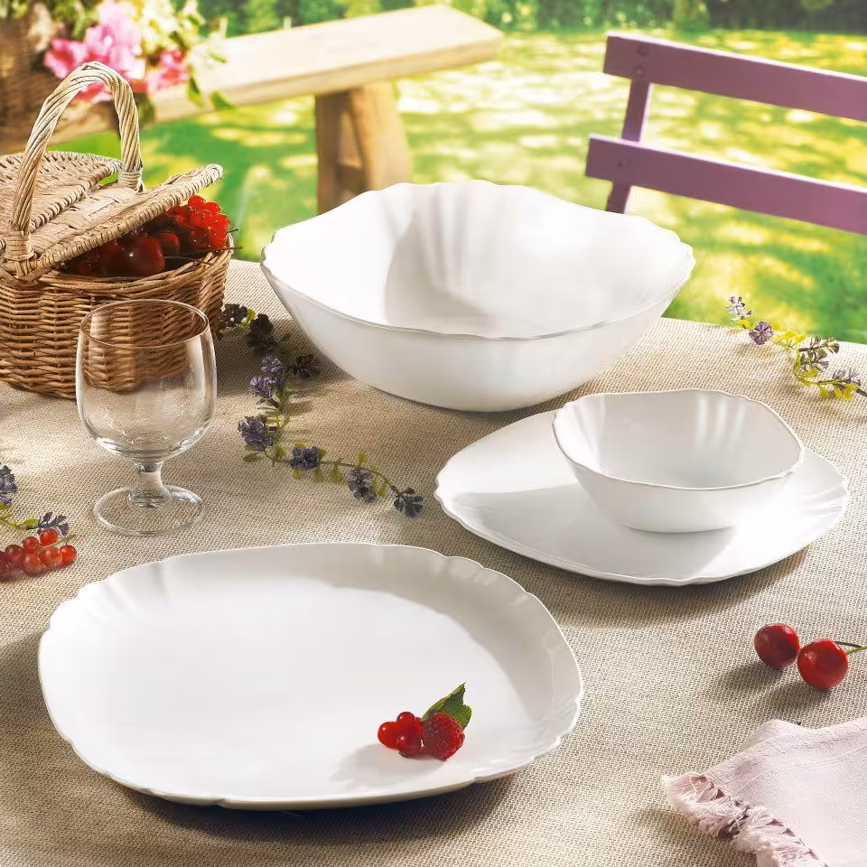 سرویس غذا خوری 26 پارچه لوتوسیا سفید لومینارک Lotusia