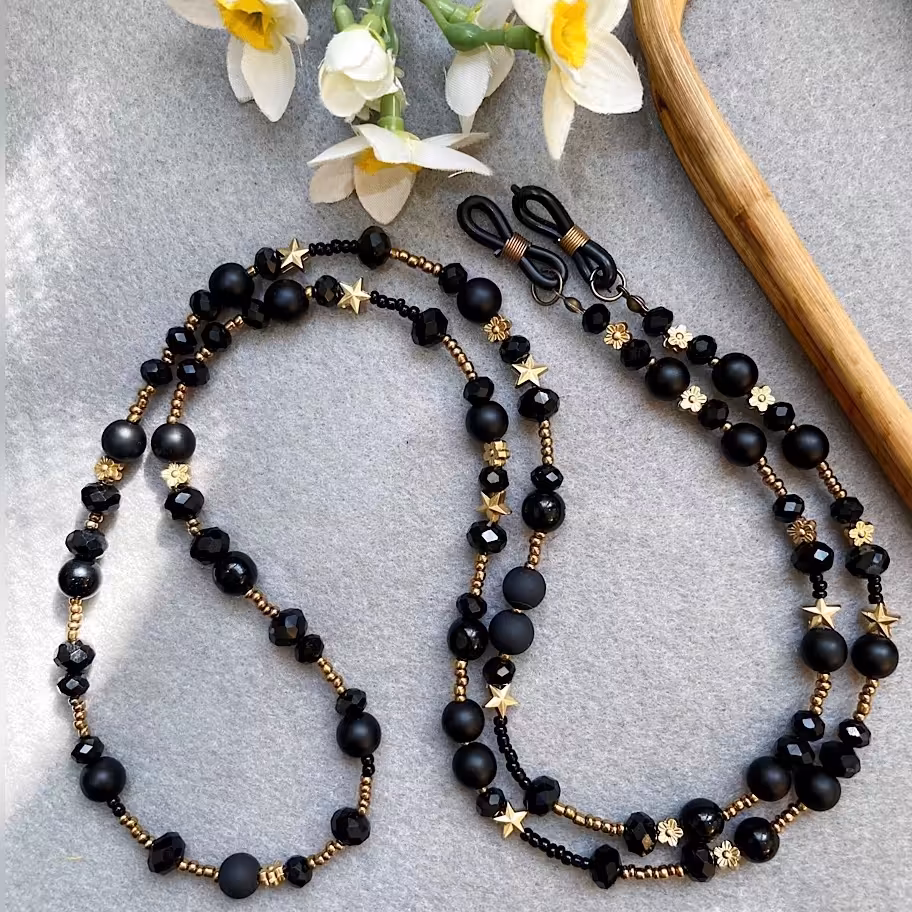 بندعینک زیبا ی اونیکس مشکی ،اندازه 90 سانت