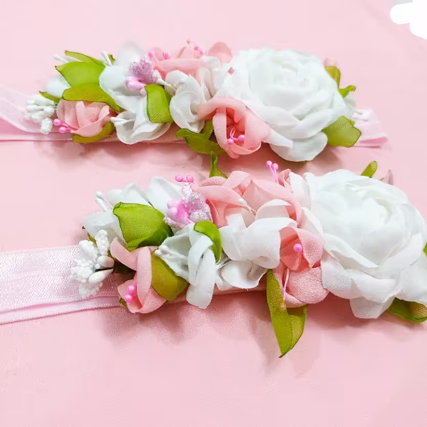 هدبند حریر با گلهای دست ساز