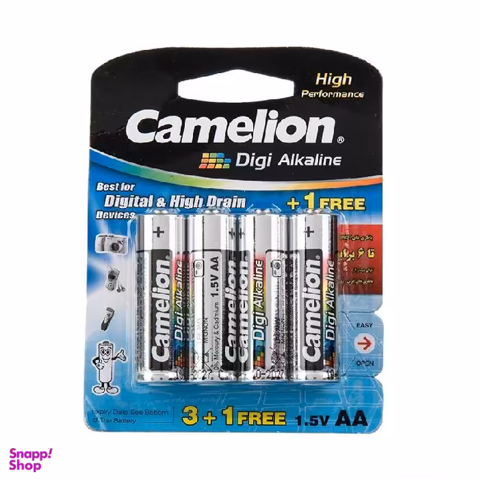 باتری قلمی کملیون (Camelion) مدل دیجی آلکالاین بسته 4 عددی رنگ آبی