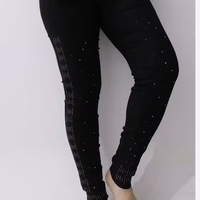 شلوارزنانه شلواردخترانه شلوار کتان کش نگین کاری شده کیفیت عالی طرح نگین خطی