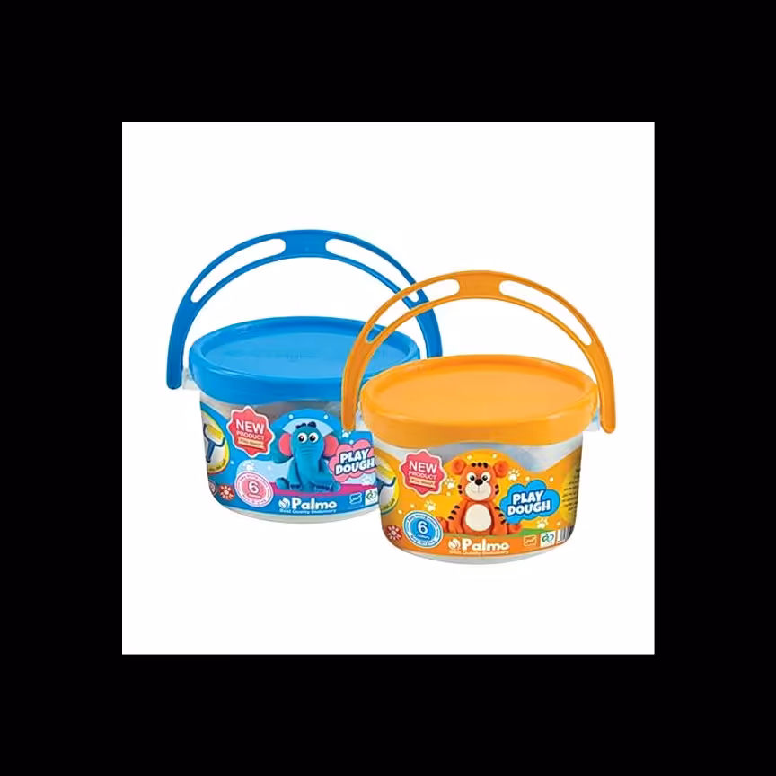 خمیر بازی سطلی 6 رنگ با ابزار پالمو 12 بسته 