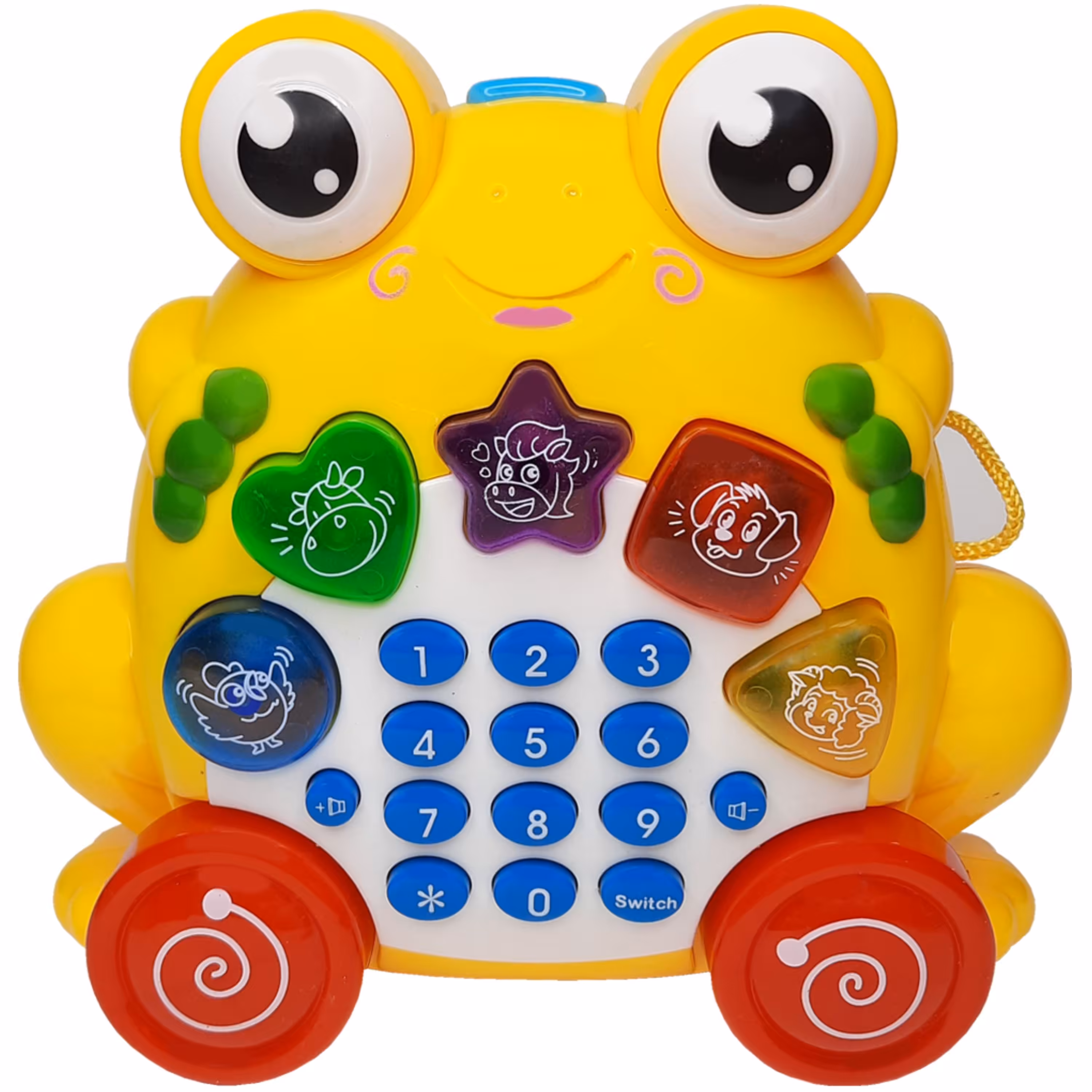 اسباب بازی تلفن موزیکال و چراغ دار طرح قورباغه چرخ دار