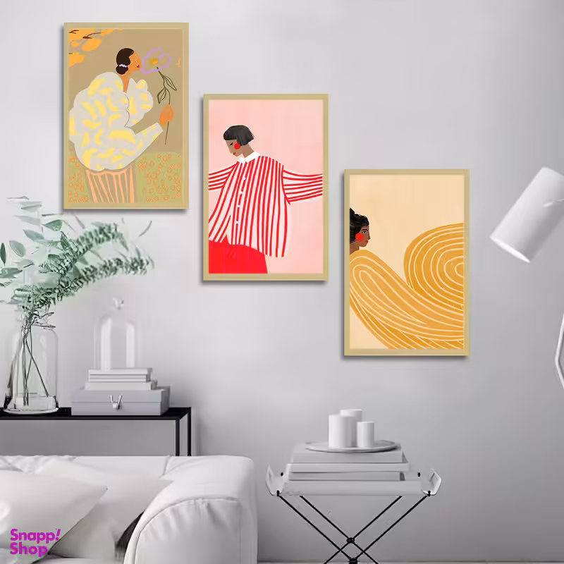 تابلو بکلیت طرح نقاشی دکوراتیو مدرن سبک کوبیسم مدل BE-1423 مجموعه 3 عددی