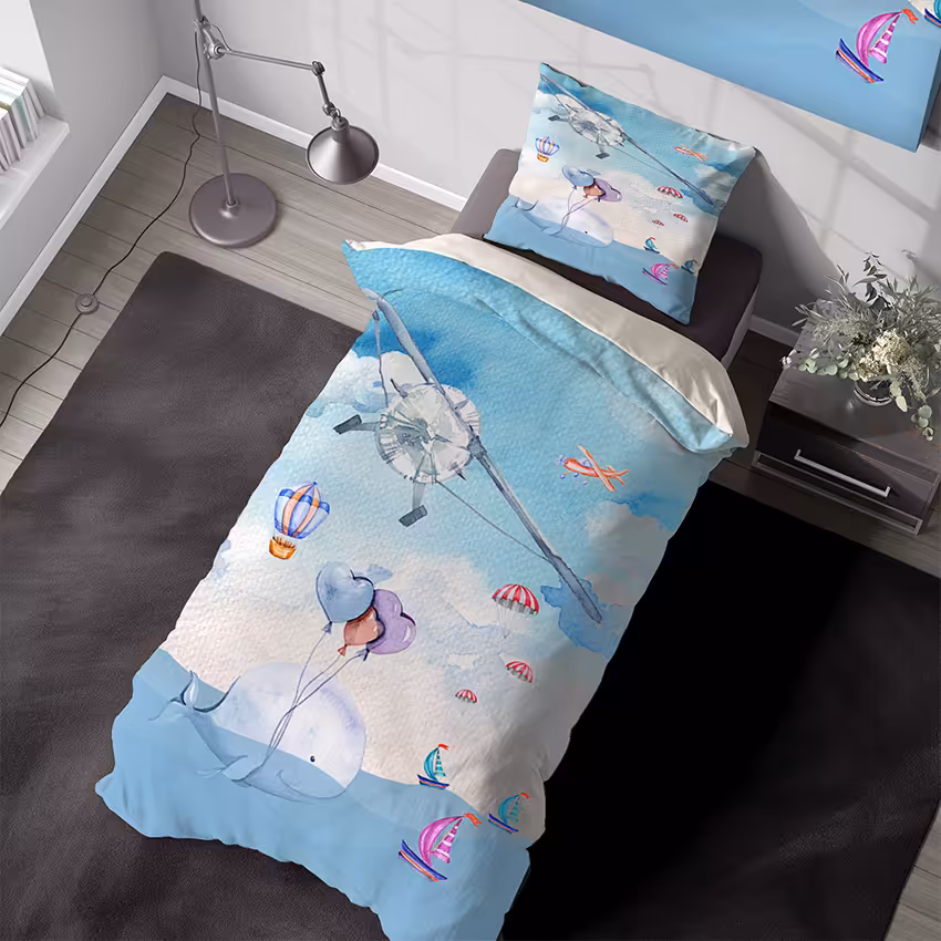 روتختی کودک پسرانه طرح دریا و نهنگ با هواپیما CS-1104