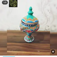 شکلات خوری پایه دار سفالی میناکاری کد 123