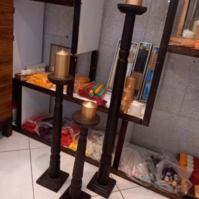 جاشمعی های چوبی در اندازه های  مختلف و هر طرح دلخواه.استند شمع.دکوراتیو میز تلویزیون.استند گل و شمع
